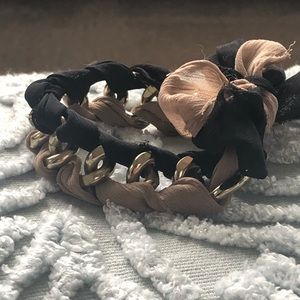 Chain and ribbon bracelet